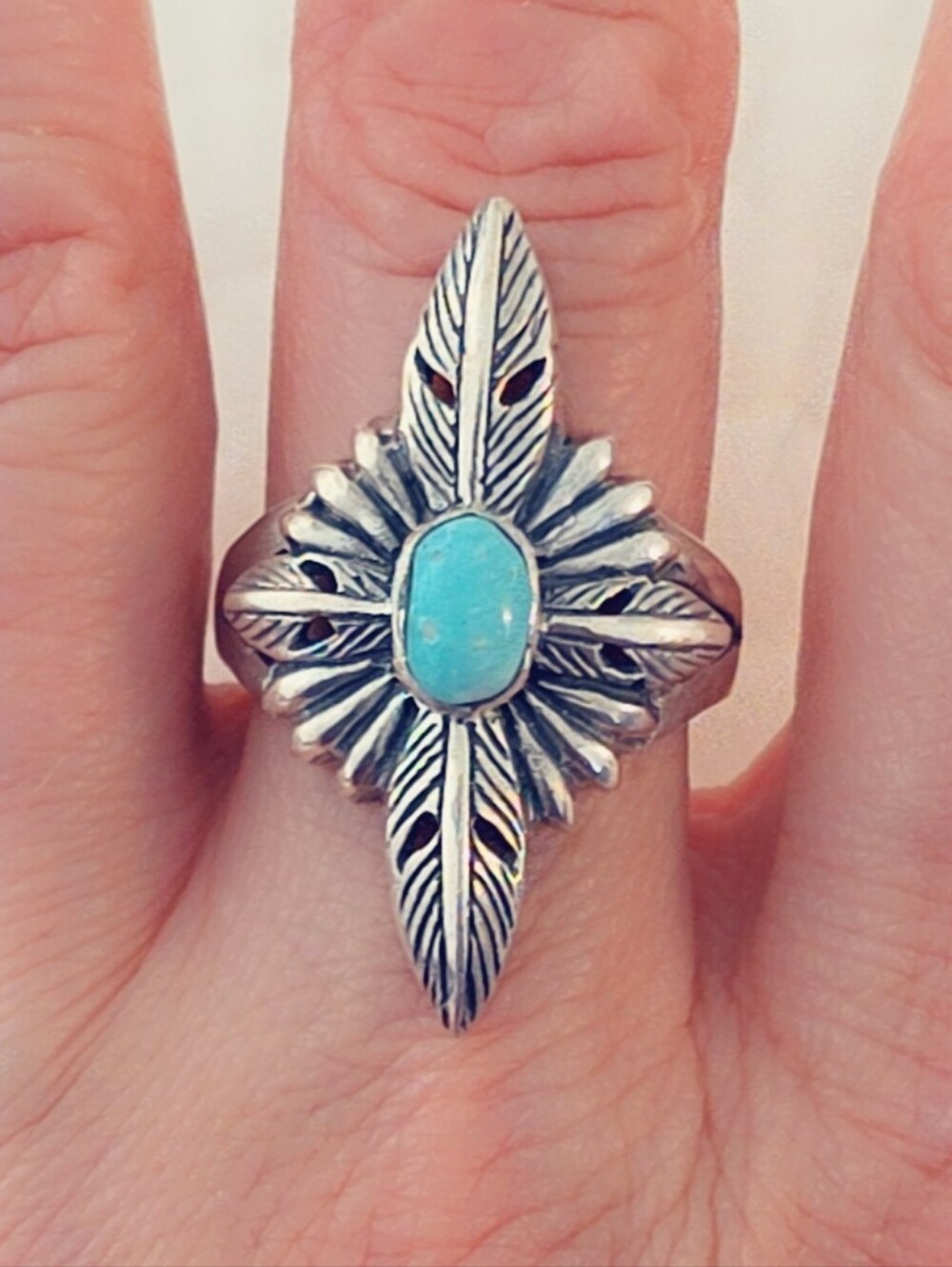 Adjustable Turquoise 925 Sterling Silver Gemstone Ring